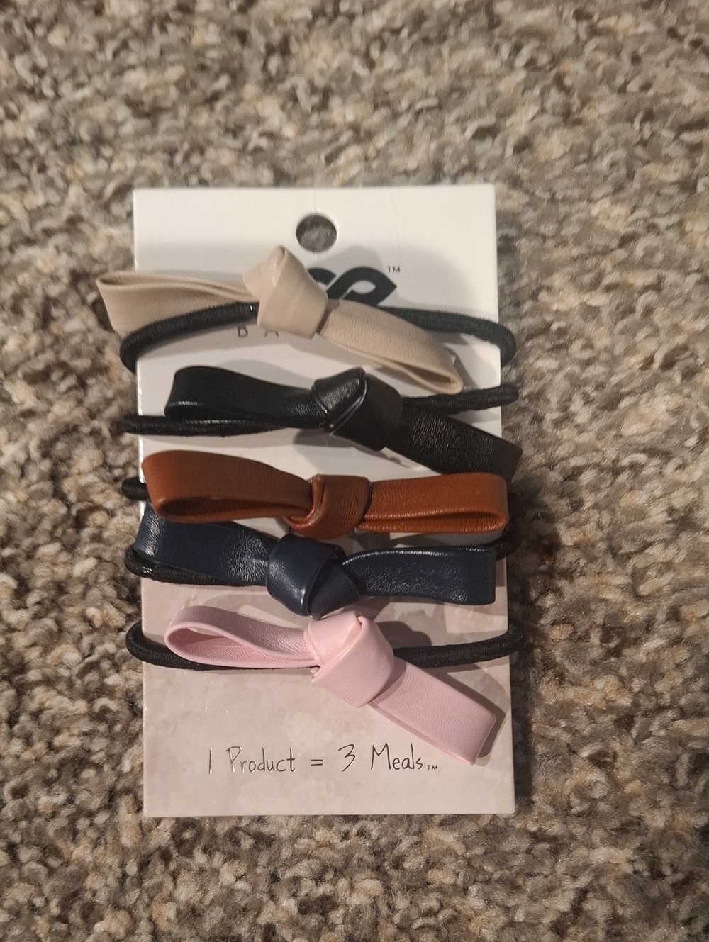 Dolled Up, Faux-Leather Knot Hair Ties - Set of Five